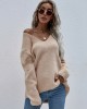 Casual Loose Solid Color V-Neck Sweater Tops