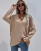 Casual Loose Solid Color V-Neck Sweater Tops