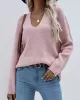 Casual Loose Solid Color V-Neck Sweater Tops