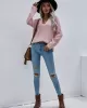 Casual Loose Solid Color V-Neck Sweater Tops