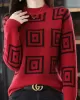 Casual Long Sleeves Loose Contrast Color Plaid Stand Collar Sweater Tops