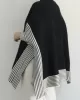 Split-Joint Split-Side Striped Batwing Sleeves Loose High Neck Sweater