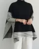 Split-Joint Split-Side Striped Batwing Sleeves Loose High Neck Sweater