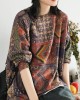 Ethnic Style Round Neck Print Sweater