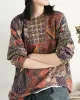 Ethnic Style Round Neck Print Sweater