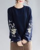 Original Embroidere Round-Neck Knitting Sweater