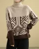 Original Print High-Neck Knitting Sweater