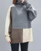 Stylish Split-Joint High-Neck Knitting Sweater