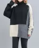 Stylish Split-Joint High-Neck Knitting Sweater