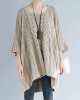 Vintage Loose Solid Color Round-Neck Batwing Half Sleeves Knitting Sweater