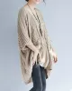 Vintage Loose Solid Color Round-Neck Batwing Half Sleeves Knitting Sweater