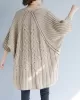 Vintage Loose Solid Color Round-Neck Batwing Half Sleeves Knitting Sweater