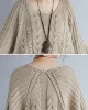 Vintage Loose Solid Color Round-Neck Batwing Half Sleeves Knitting Sweater