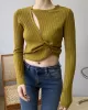 Fashion Asymmetric Solid Color Round-Neck Sweater Top