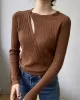 Fashion Asymmetric Solid Color Round-Neck Sweater Top