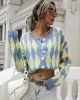 Vintage Loose Buttoned Contrast Color Cardigan Top