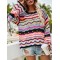 4 Colors Loose Contrast Color Round-Neck Sweater Top