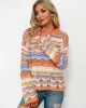 4 Colors Loose Contrast Color Round-Neck Sweater Top