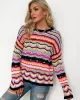 4 Colors Loose Contrast Color Round-Neck Sweater Top