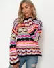 4 Colors Loose Contrast Color Round-Neck Sweater Top