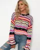 4 Colors Loose Contrast Color Round-Neck Sweater Top