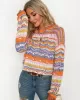 4 Colors Loose Contrast Color Round-Neck Sweater Top