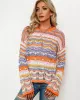 4 Colors Loose Contrast Color Round-Neck Sweater Top