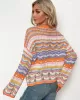 4 Colors Loose Contrast Color Round-Neck Sweater Top