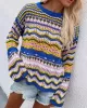 4 Colors Loose Contrast Color Round-Neck Sweater Top