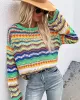 4 Colors Loose Contrast Color Round-Neck Sweater Top