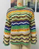 4 Colors Loose Contrast Color Round-Neck Sweater Top