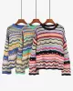 4 Colors Loose Contrast Color Round-Neck Sweater Top