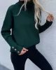 Casual Loose Solid Color High-Neck Long Sleeves Knitwear