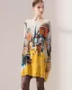 Original Loose Cartoon Printed Round-Neck Long Sleeves Sweater Dress