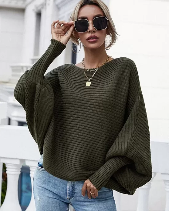 Casual Loose 6 Colors Off-The-Shoulder Long Sleeves Sweater Top