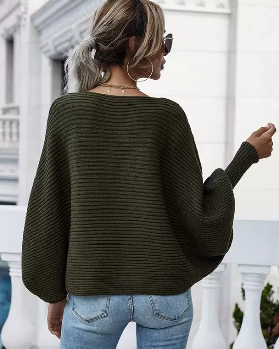 Casual Loose 6 Colors Off-The-Shoulder Long Sleeves Sweater Top