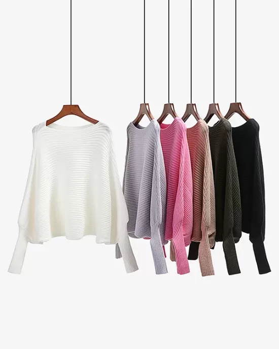 Casual Loose 6 Colors Off-The-Shoulder Long Sleeves Sweater Top