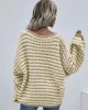 Original Loose Striped 8 Colors V-Neck Long Sleeves Sweater Top