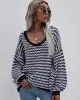 Original Loose Striped 8 Colors V-Neck Long Sleeves Sweater Top