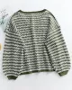 Original Loose Striped 8 Colors V-Neck Long Sleeves Sweater Top