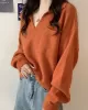 Casual Simple 6 Colors V-Neck Long Sleeves Sweater Top