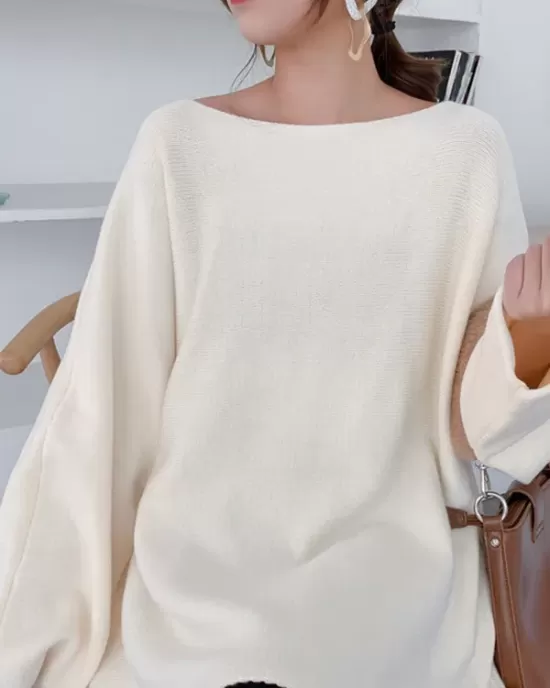 Simple Solid Color Round-Neck Sweater