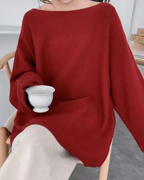 Simple Solid Color Round-Neck Sweater