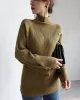 Simple Loose Solid Color High-Neck Sweater