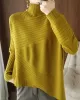 Original Irregular 7 Colors High-Neck Long Sleeves Sweater Top