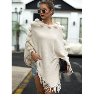 Original 6 Colors Tassels Embroidered Round-Neck Sweater Cape