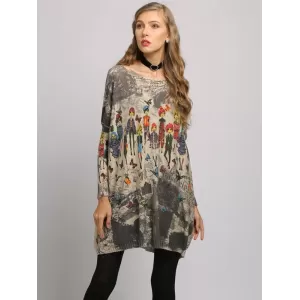 Urban Colorful Knitting Printed Long Sleeves Sweater