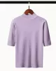 15 Colors Knitting Solid Color High-Neck Short Sleeves Pullover