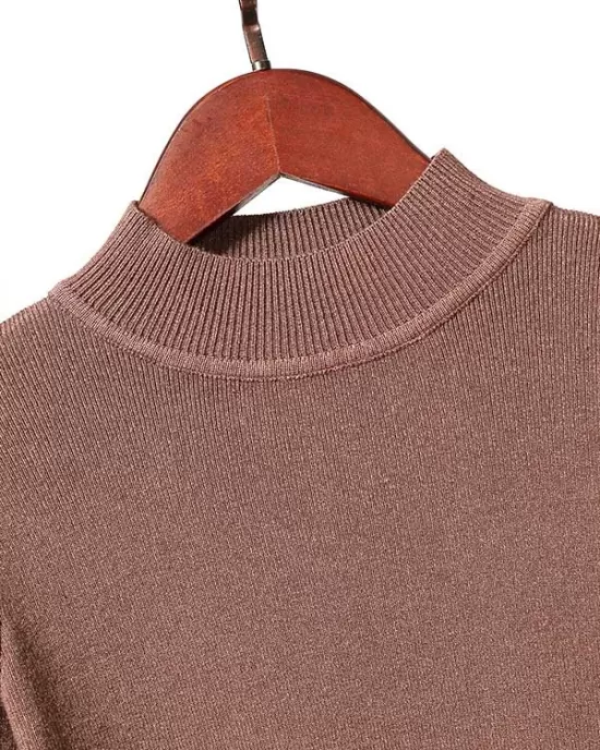 15 Colors Knitting Solid Color High-Neck Short Sleeves Pullover