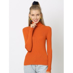 10 Colors Simple Knitting Solid Color High-Neck Pullover